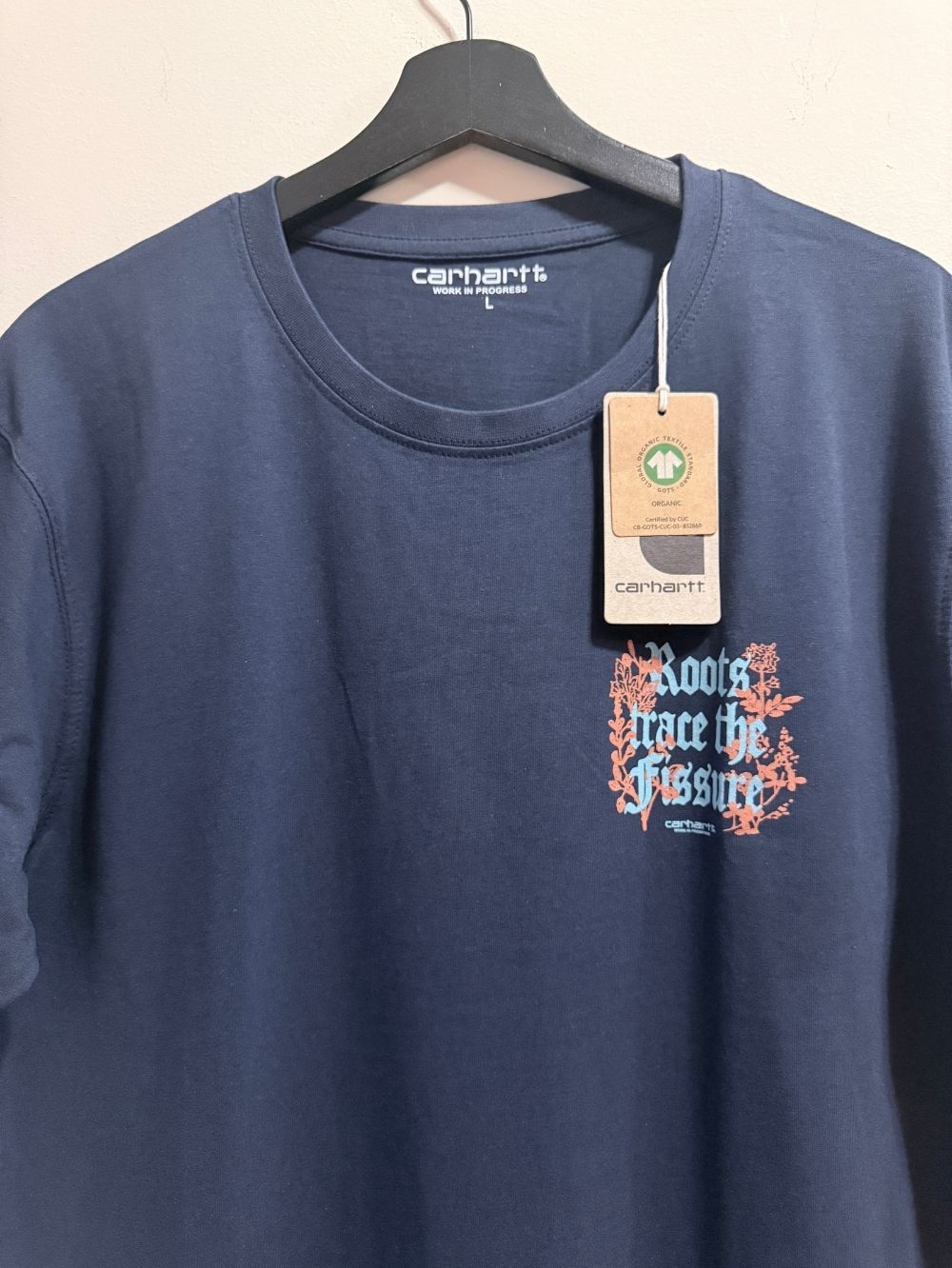 Premium Cotton T-Shirt – Roots Print (Navy Blue)