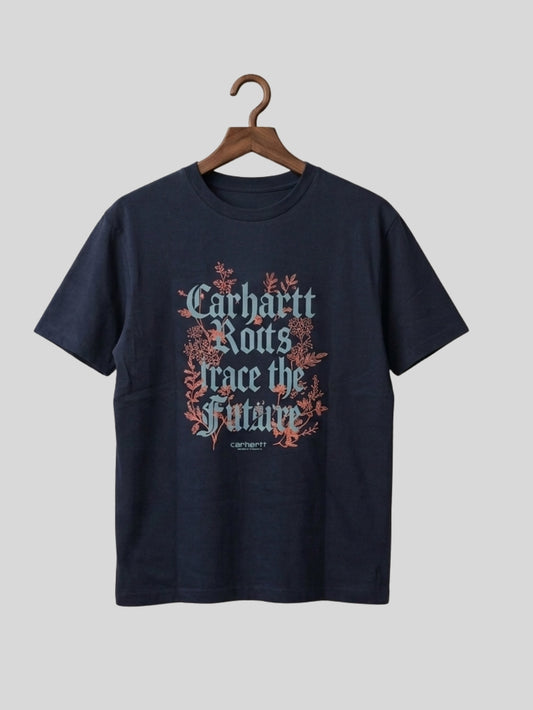 Premium Cotton T-Shirt – Roots Print (Navy Blue)