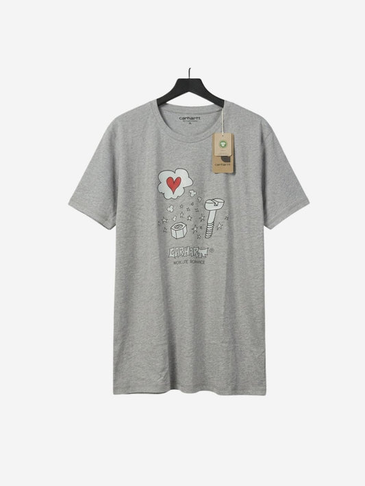 Men's 100% Cotton Crew Neck T-Shirt – Love Print (Grey) | 180 GSM