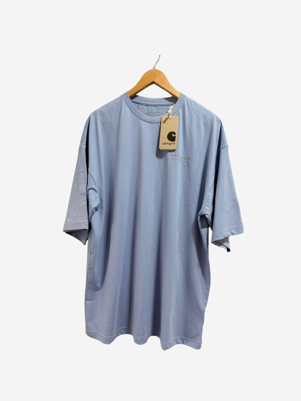Men's 100% Cotton Crew Neck T-Shirt – Small Chest Print (Dusty Blue) | 180 GSM