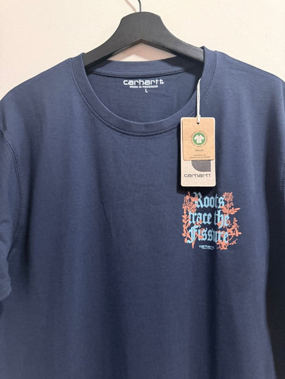 Premium Cotton T-Shirt – Roots Print (Navy Blue)