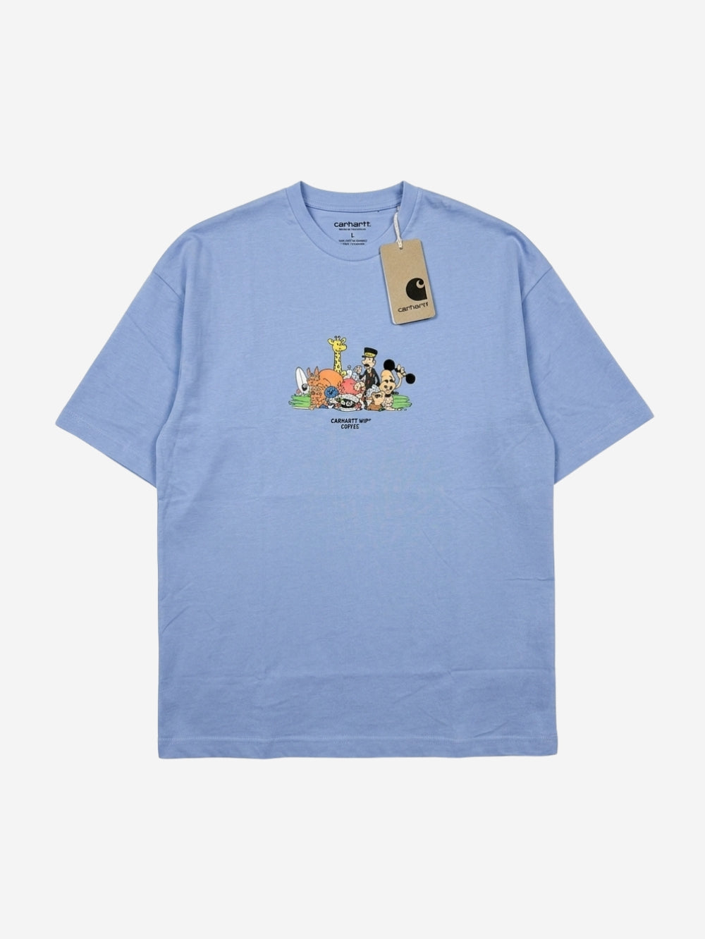 Men's 100% Cotton Crew Neck T-Shirt – Cartoon Print (Dusty Blue) | 180 GSM