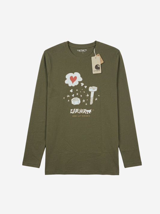 Men's 100% Cotton Crew Neck T-Shirt – Love Print (Dark Olive) | 180 GSM