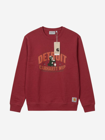 Men's Cotton-Poly Fleece Crew Neck Sweatshirt – Big Detroit (Burgandy) | 320 GSM