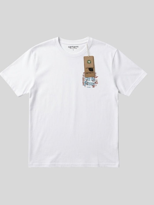 Men's 100% Cotton Crew Neck T-Shirt – Roots Print (White) | 180 GSM