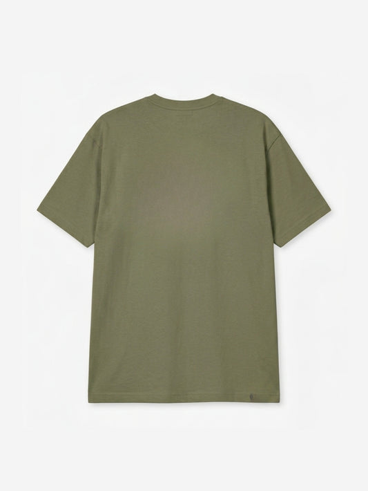 Men's 100% Cotton Crew Neck T-Shirt – Big Detroit (Orange) (Light Olive Green) | 180 GSM
