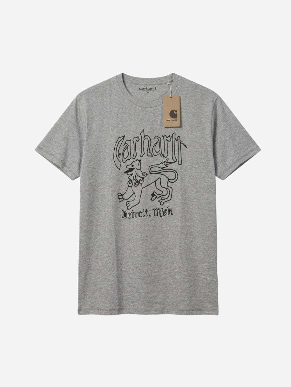Men's 100% Cotton Crew Neck T-Shirt – Detroit Mich Print (Grey) | 180 GSM