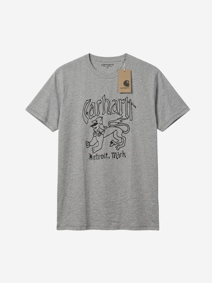 Men's 100% Cotton Crew Neck T-Shirt – Detroit Mich Print (Grey) | 180 GSM