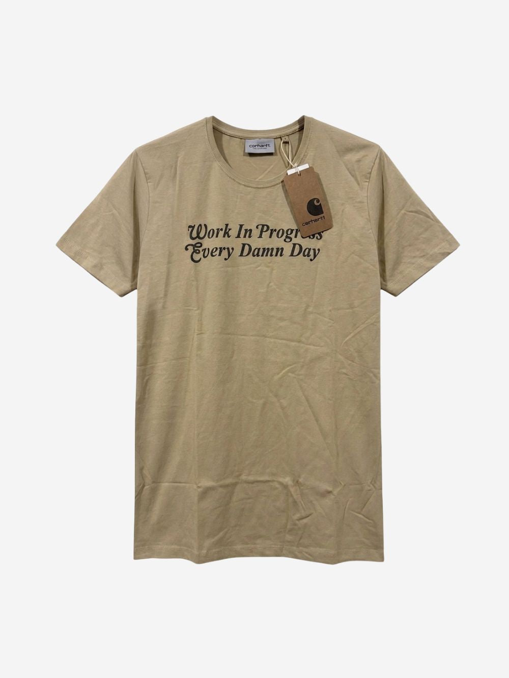 Men's 100% Cotton Crew Neck T-Shirt – Damn Day Print (Beige) | 180 GSM