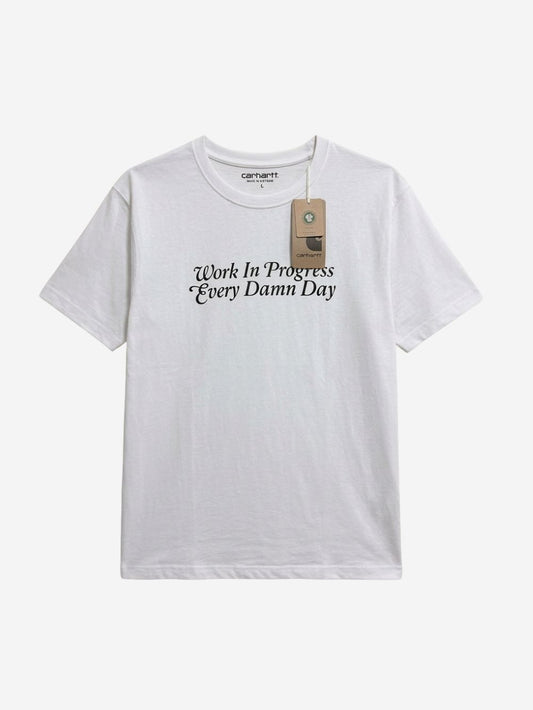 Men's 100% Cotton Crew Neck T-Shirt – Damn Day Print (White) | 180 GSM
