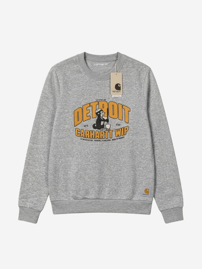 Men's Cotton-Poly Fleece Crew Neck Sweatshirt – Big Detroit (Grey) | 320 GSM
