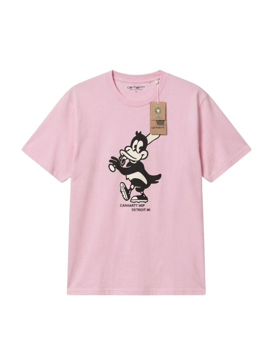 Men's Cotton-Poly Fleece Crew Neck Sweatshirt – Duck Print (Light Pink) | 320 GSM