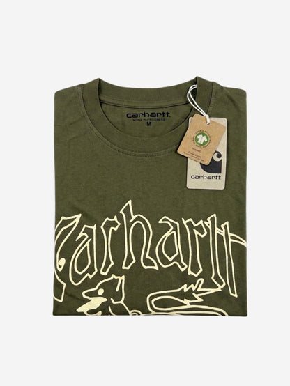 Men's 100% Cotton Crew Neck T-Shirt – Duck Print (Light Olive) | 180 GSM