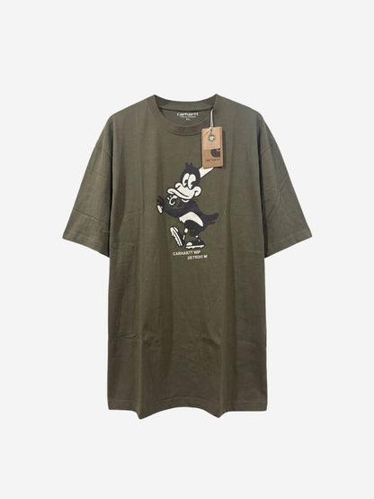 Men's 100% Cotton Crew Neck T-Shirt – Duck Print (Dark Olive) | 180 GSM