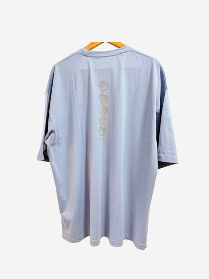 Men's 100% Cotton Crew Neck T-Shirt – Small Chest Print (Dusty Blue) | 180 GSM