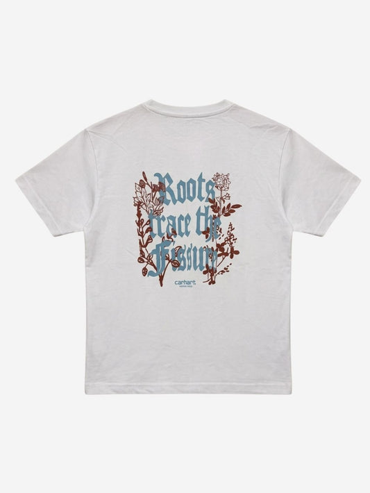 Men's 100% Cotton Crew Neck T-Shirt – Roots Print (White) | 180 GSM