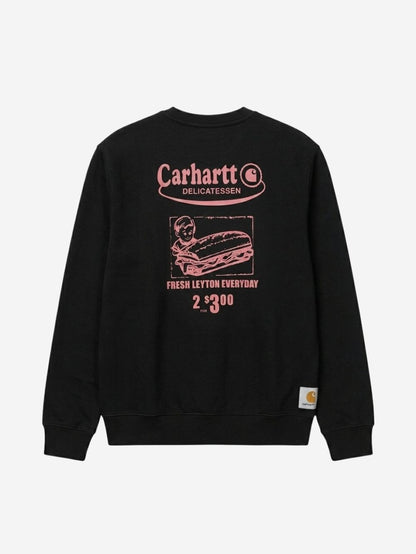 Men's Cotton-Poly Fleece Crew Neck Sweatshirt – Delicatessen (Black) | 320 GSM