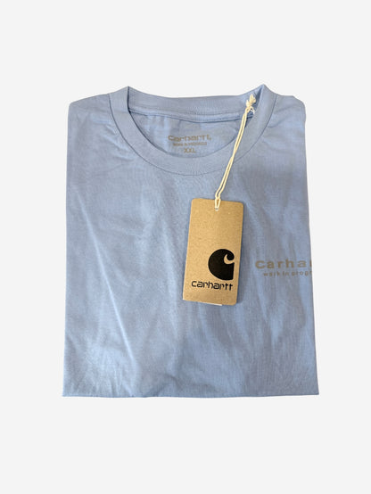 Men's 100% Cotton Crew Neck T-Shirt – Small Chest Print (Dusty Blue) | 180 GSM