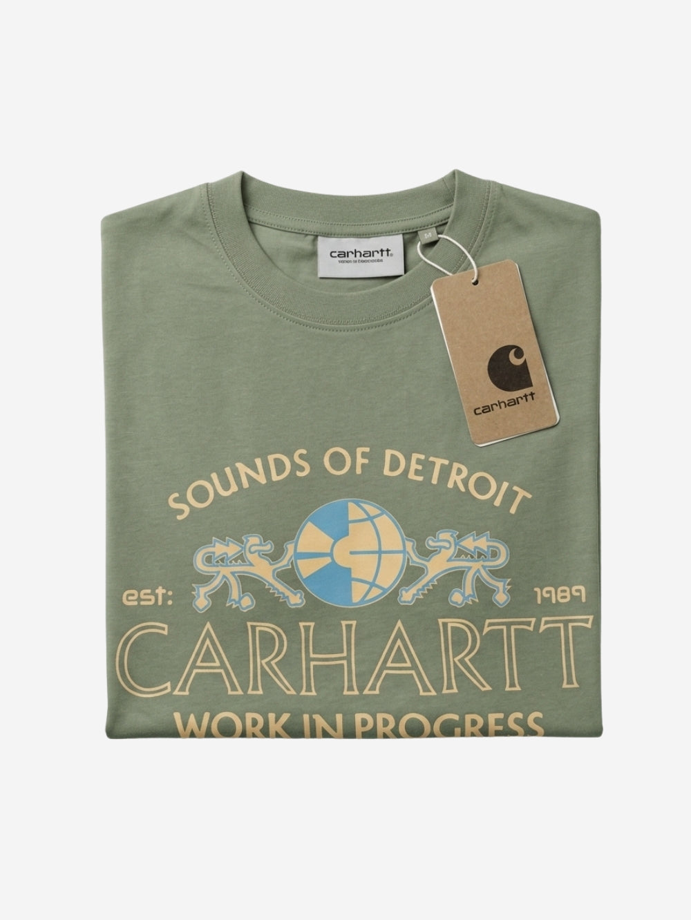 Men's 100% Cotton Crew Neck T-Shirt – Sound of Detroit (Light Olive Green) | 180 GSM