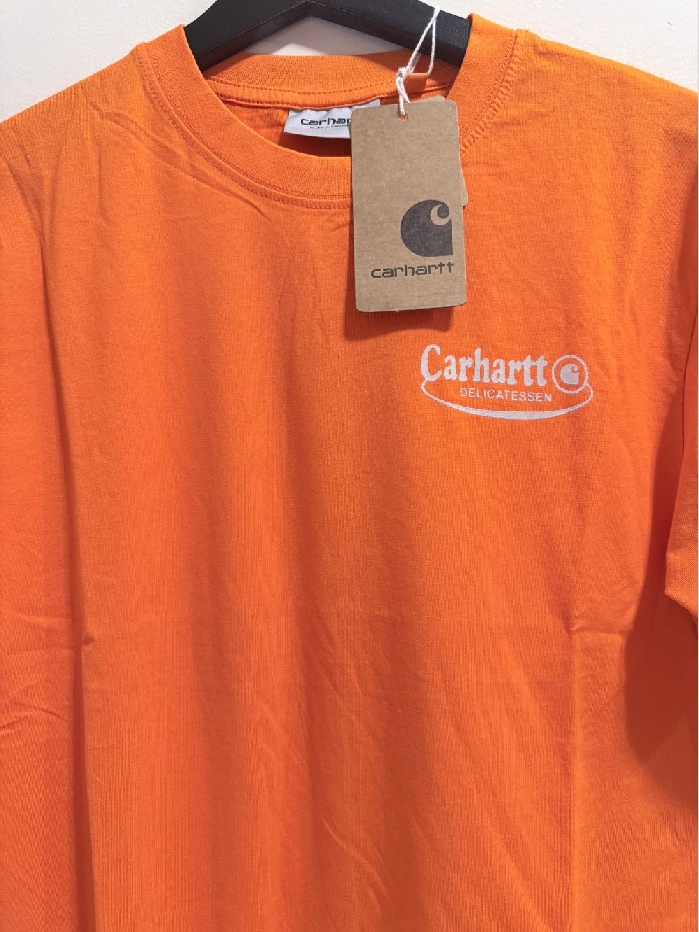 Premium Cotton T-Shirt – Delicatessen Print (Orange)