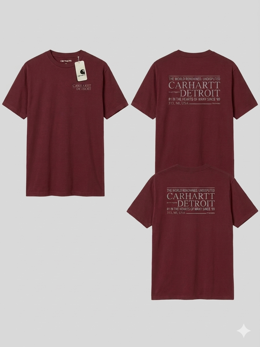 Wholesale Graphic Print T-Shirt - "Detroit Heritage" Edition (Maroon)