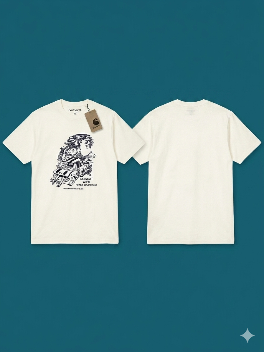 Wholesale Graphic Print T-Shirt - Artistic Illustration Design (Off-White)