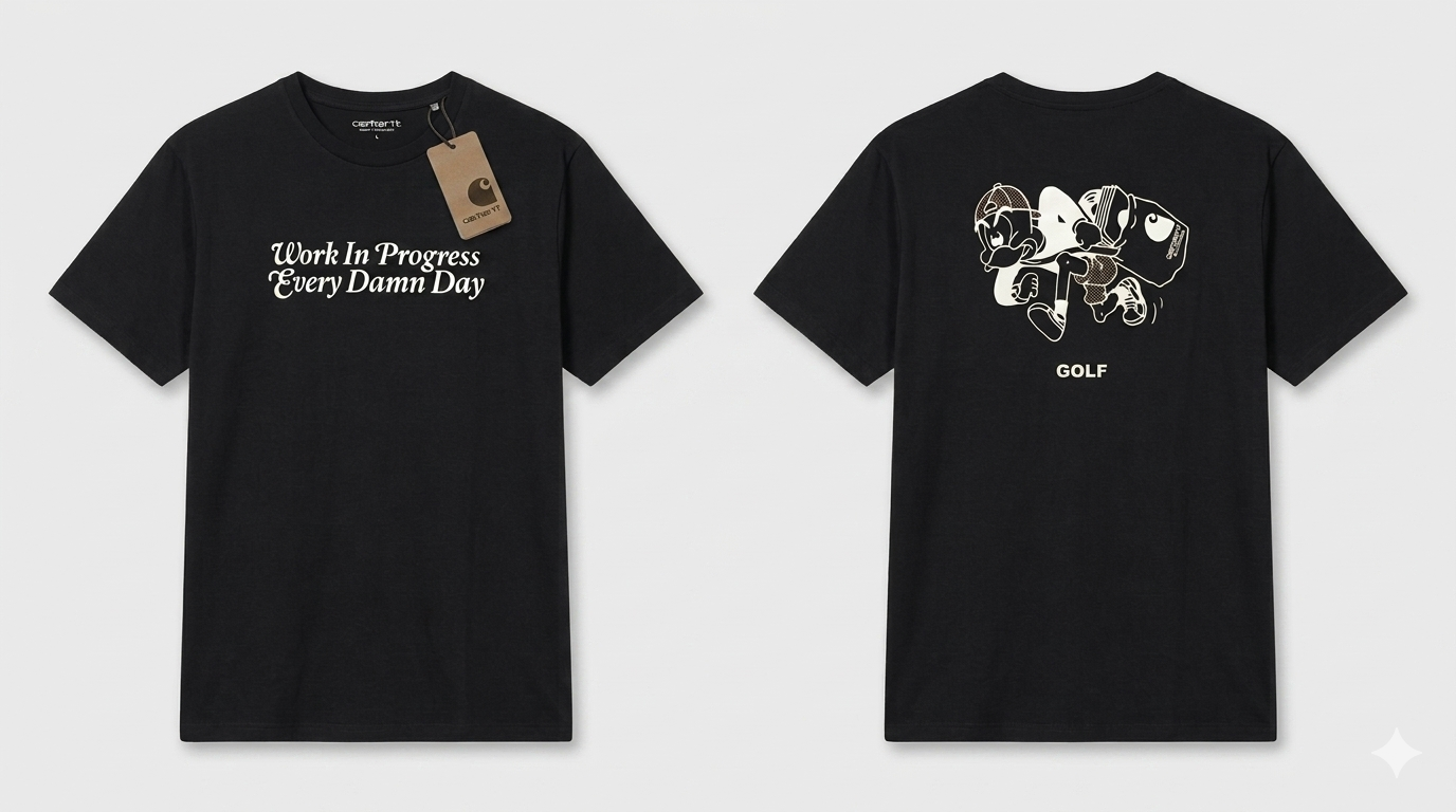 Wholesale Lot: Graphic Print Crewneck T-Shirt - "Work In Progress" Edition (Black)