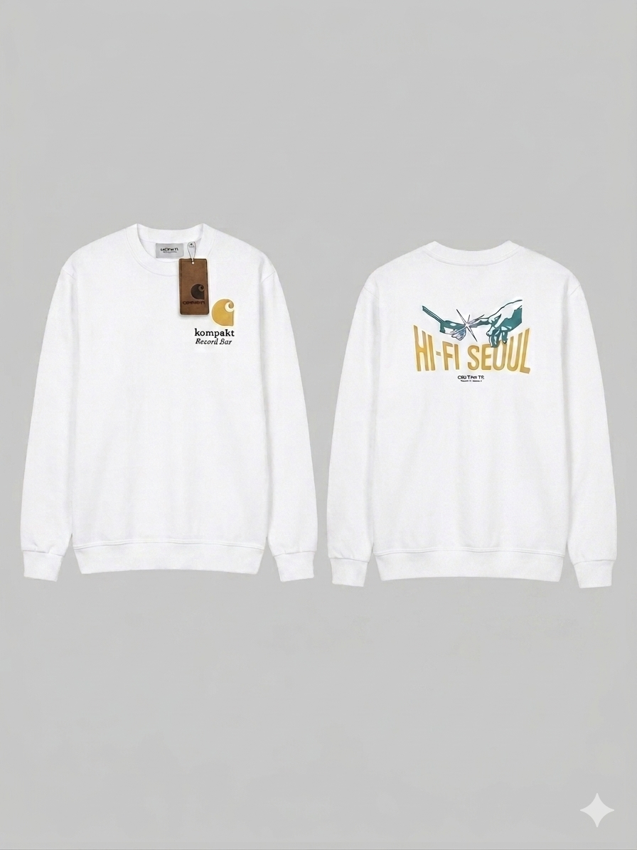 Wholesale Graphic Print Crewneck Sweatshirt - "Hi-Fi Seoul" Edition