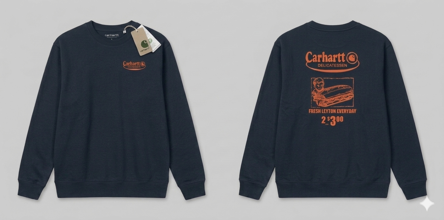 Wholesale Premium Graphic Crewneck Sweatshirt - "Carhartt Delicatessen" Edition