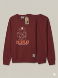 Wholesale Graphic Print Crewneck Sweatshirt - "Fairplay" Basketball Design (Maroon)