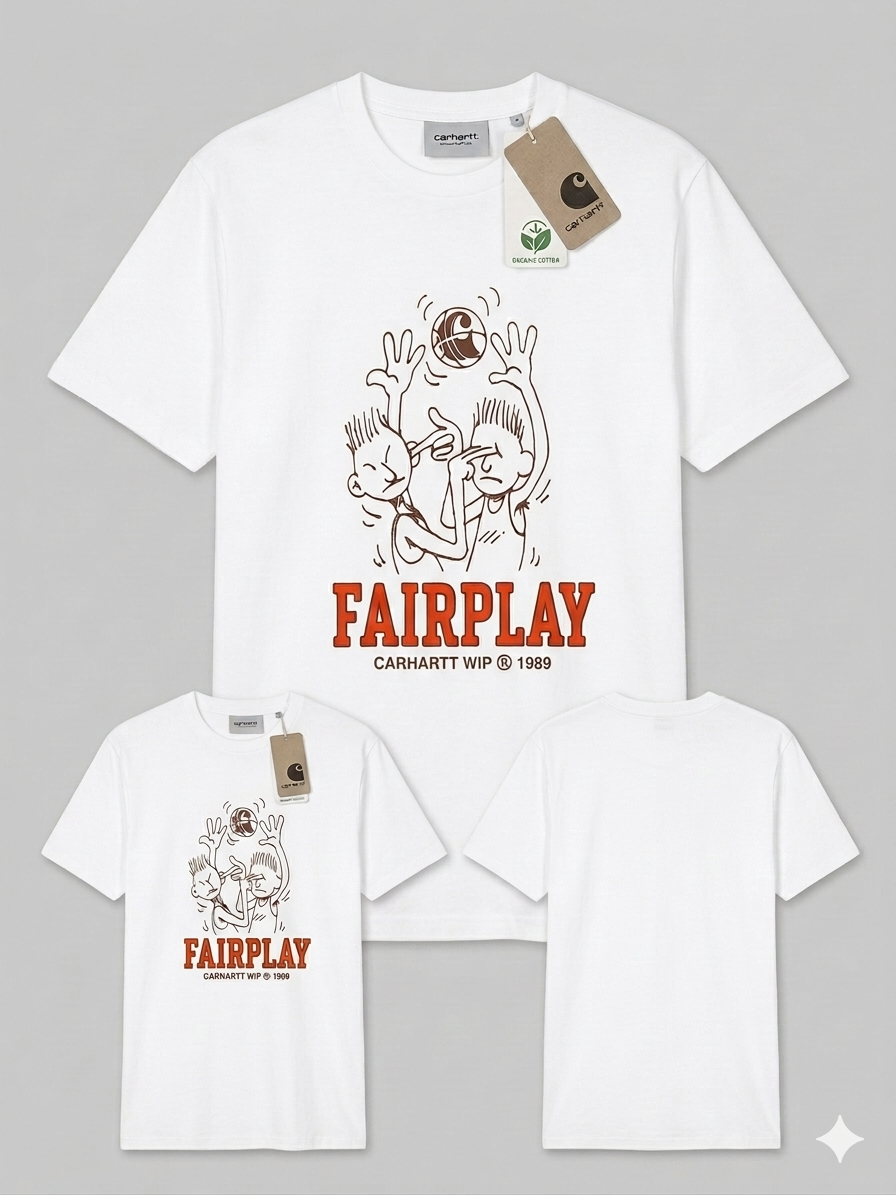 Wholesale Graphic Print T-Shirt - "Fairplay" Basketball Series (White)