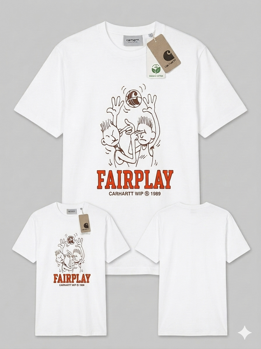 Wholesale Graphic Print T-Shirt - "Fairplay" Basketball Series (White)