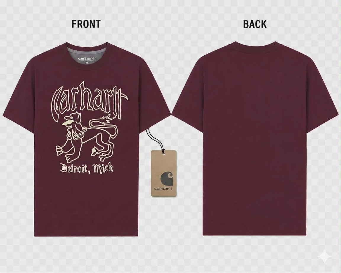 Wholesale Lot: Graphic Print Crewneck T-Shirt - Lion Heritage Design (Maroon)