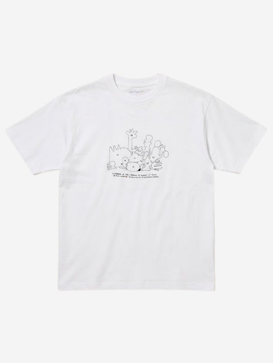 Men's 100% Cotton Crew Neck T-Shirt – Cartoon Print (White) | 180 GSM