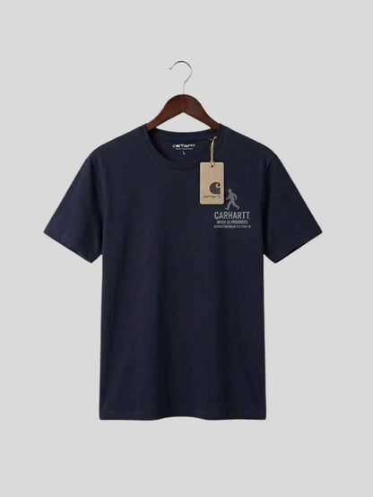 Premium Cotton T-Shirt – Man Small Print (Navy)