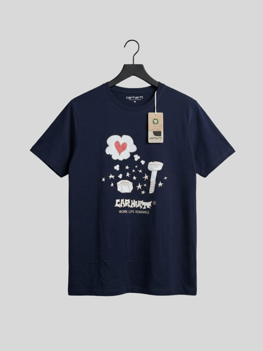 Premium Cotton T-Shirt – Love Print (Navy)