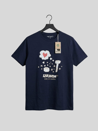 Premium Cotton T-Shirt – Love Print (Navy)