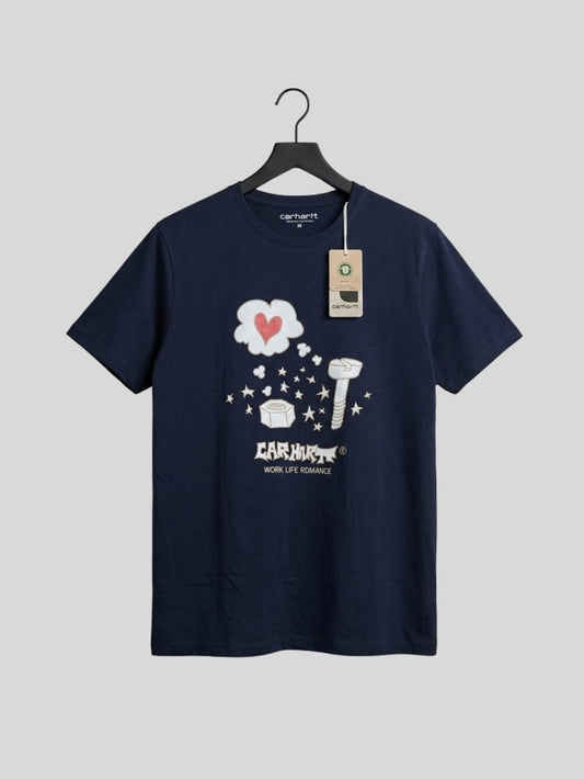Premium Cotton T-Shirt – Love Print (Navy)