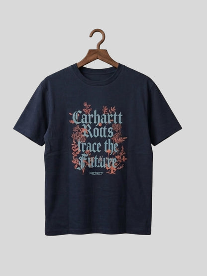Premium Cotton T-Shirt – Roots Print (Navy Blue)