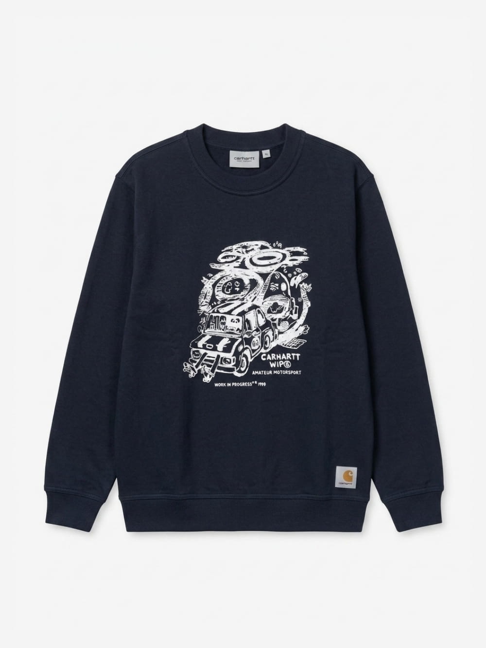 Men's Cotton-Poly Fleece Crew Neck Sweatshirt – Motorsports (Navy) | 320 GSM