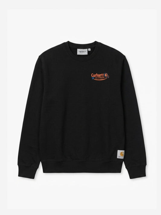 Men's Cotton-Poly Fleece Crew Neck Sweatshirt – Delicatessen (Black) | 320 GSM