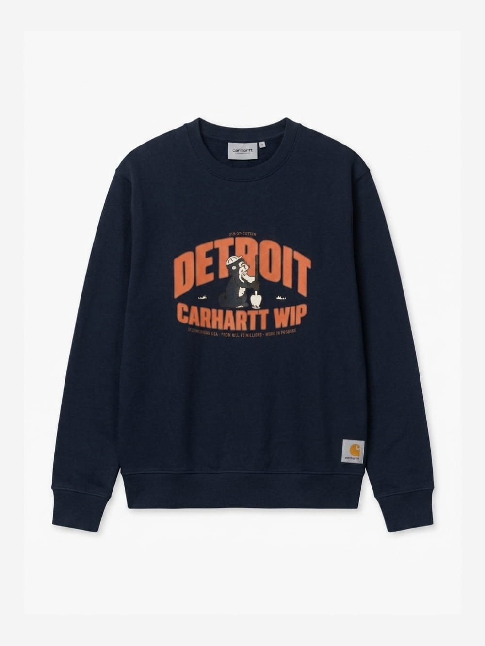 Men's Cotton-Poly Fleece Crew Neck Sweatshirt – Big Detroit Monkey (Black) | 320 GSM