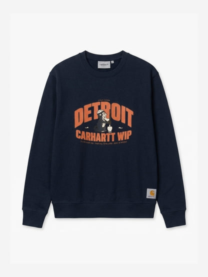 Men's Cotton-Poly Fleece Crew Neck Sweatshirt – Big Detroit Monkey (Black) | 320 GSM