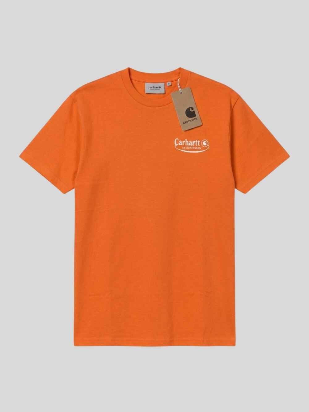 Premium Cotton T-Shirt – Delicatessen Print (Orange)