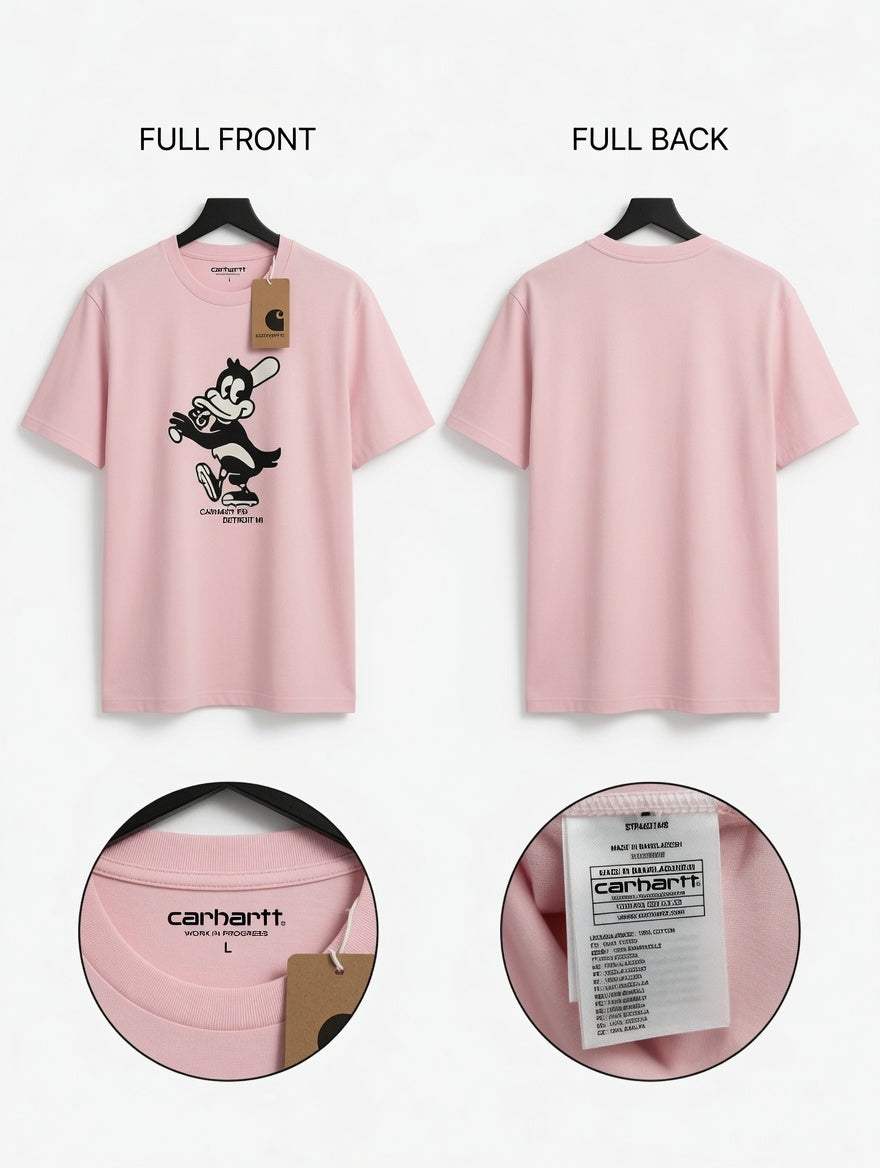Carhartt WIP — "Hi-Fi Seoul / Kompakt Record Bar" Graphic Tee  Limited Edition Collab · Detroit MI · Short Sleeve · Pink